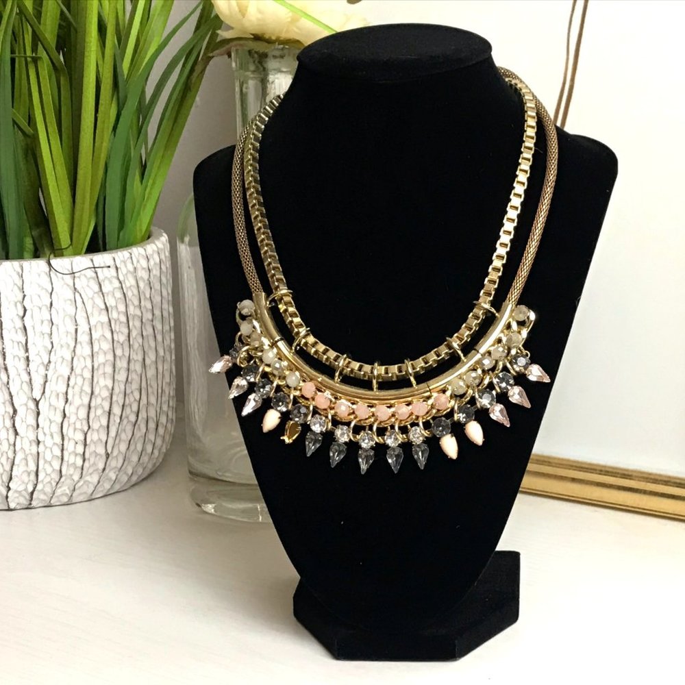 Pink and Gray Gem Necklace